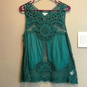 Xhilaration Beautiful green Crochet sleeveless top
